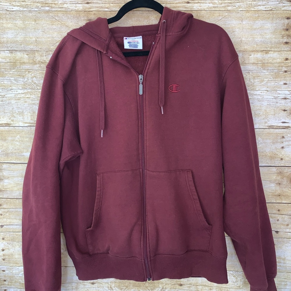Men’s champion zip up maroon size medium